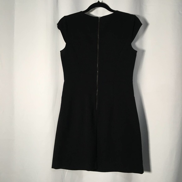 Loft Black Scoop Neck Cap Sleeve Sheath Dress With Pockets Size 4 - Picture 8 of 11